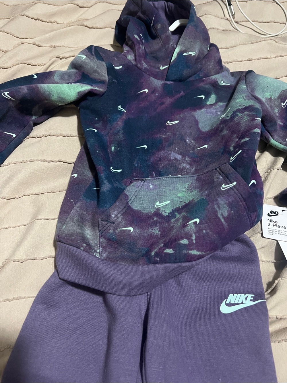Nike Kids Purple Tie-Dye Hoodie & Purple Joggers Set